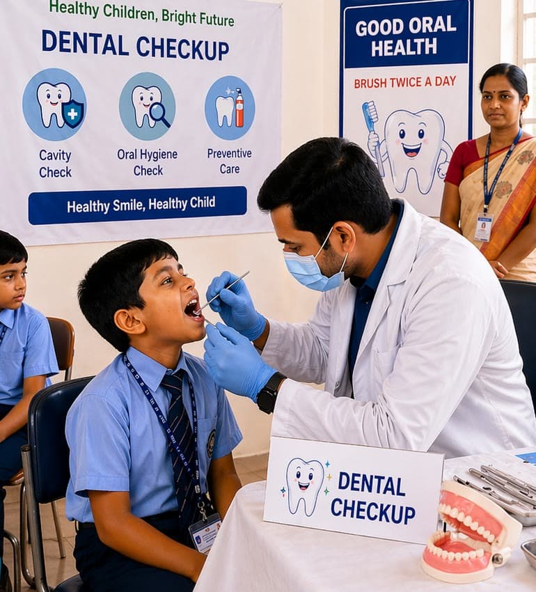 Dental Examination at a school health camp