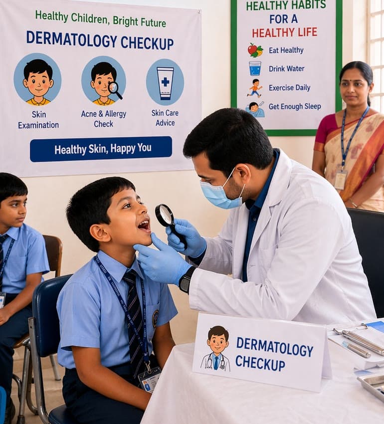 Dermatology Checkup at a school health camp