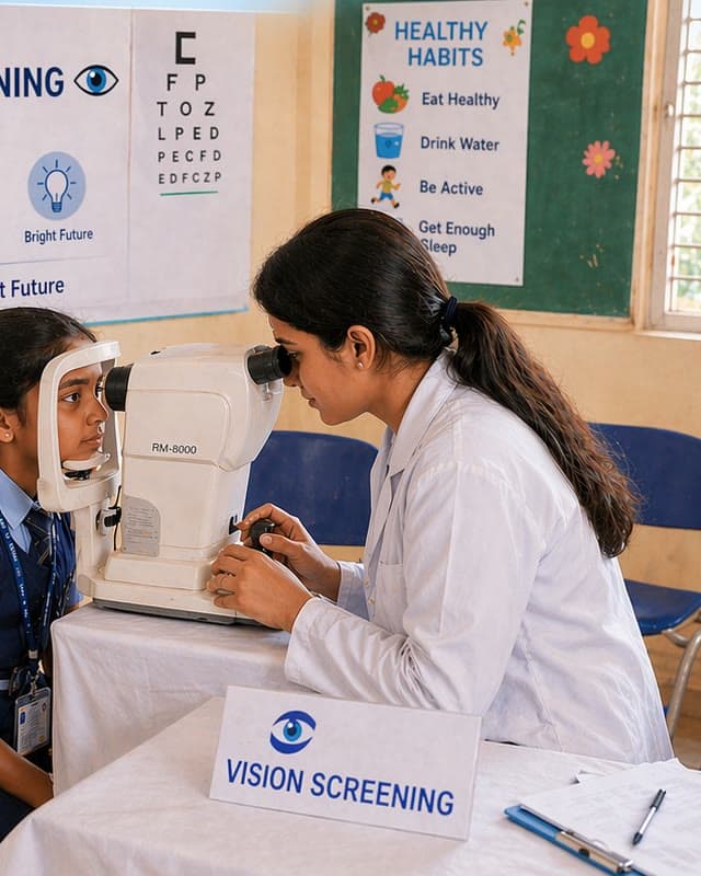 Vision Screening at a school health camp